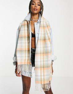Розовый шарф в пастельную клетку из переработанных материалов Topshop-Разноцветный