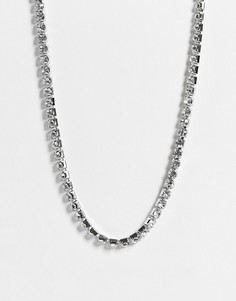 Серебристое ожерелье со стразами ASOS DESIGN-Серебряный