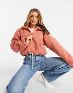 Розовый укороченный флисовый топ French Connection-Розовый цвет