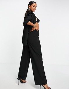 Черные свободные брюки с широкими штанинами из трикотажа ASOS DESIGN-Черный цвет