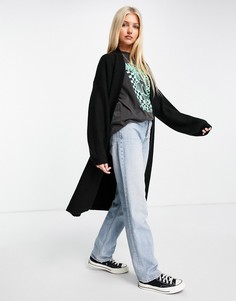 Черный кардиган макси с объемными рукавами Miss Selfridge-Черный цвет