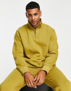Свитшот оливкового цвета с короткой молнией (часть комплекта) Topman-Зеленый цвет