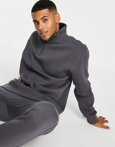Серый свитшот с короткой молнией (от комплекта) Topman
