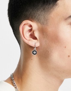 Набор серебристых серег-гвоздиков со звездами и серег-колец Icon Brand-Серебряный