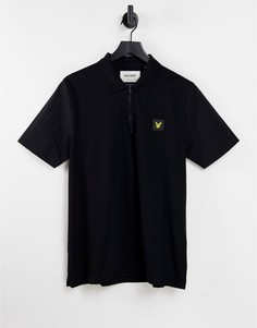 Черная футболка-поло на молнии с логотипом Lyle & Scott Casuals-Черный цвет