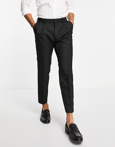 Черные суженные книзу брюки из саржи Topman-Черный цвет