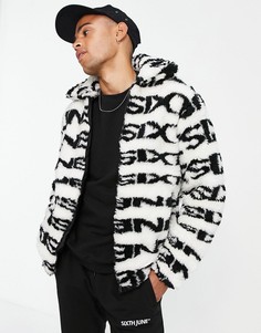 Черный топ из шерпы с принтом Sixth June – эксклюзивно для ASOS-Черный цвет