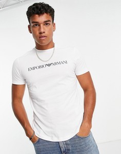 Белая футболка с текстовым логотипом Emporio Armani-Белый