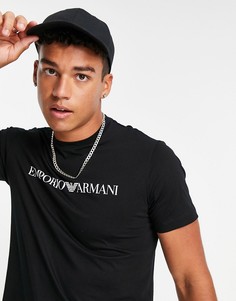 Черная футболка с логотипом Emporio Armani-Черный цвет