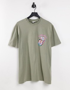 Oversized-футболка серого цвета с принтом "Rolling Stones" Topman-Серый
