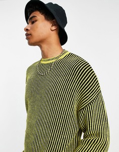 Желтый oversized-джемпер в рубчик с полосками ASOS DESIGN