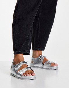 Сандалии в спортивном стиле серебристого цвета ASOS DESIGN Factually-Серебряный