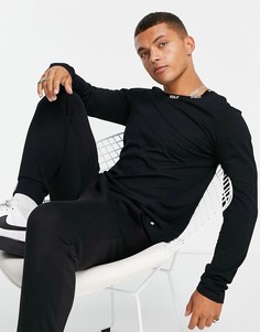 Черный лонгслив с ложным воротником и логотипом Polo Ralph Lauren-Черный цвет