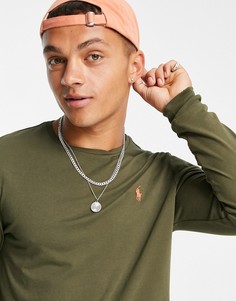 Зеленый лонгслив поло с логотипом Polo Ralph Lauren-Зеленый цвет