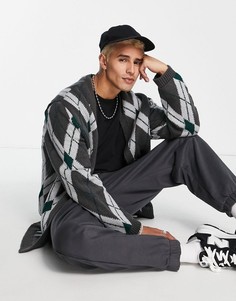 Серый трикотажный кардиган с ромбовидным узором ASOS DESIGN