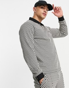 Строгий жаккардовый свитшот черно-белого цвета от комплекта ASOS DESIGN-Черный цвет