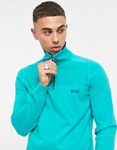 Трикотажный свитшот на короткой молнии BOSS Athleisure Zescon-Зеленый цвет