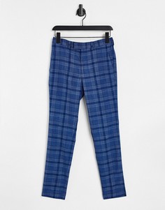 Синие брюки скинни в клетку Topman-Голубой