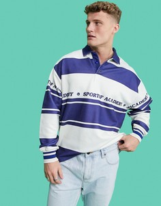 Oversized-свитшот в полоску с принтом в стиле регби ASOS DESIGN-Разноцветный