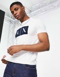 Белая футболка с принтом AX на груди Armani Exchange-Белый