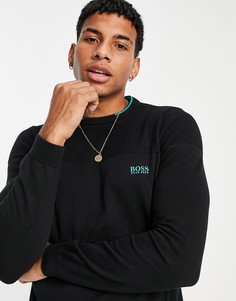 Джемпер с круглым вырезом и логотипом BOSS Athleisure Ricon-Черный цвет