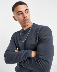 Джемпер с круглым вырезом и логотипом BOSS Athleisure Ricon-Серый