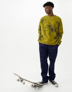 Трикотажный джемпер цвета хаки в стиле oversized с рисунком гриба ASOS DESIGN-Зеленый цвет
