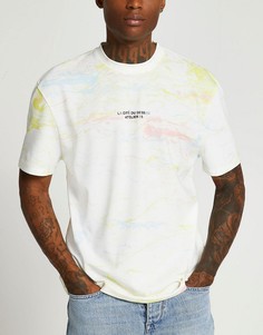 Белая футболка классического кроя с мраморным эффектом River Island-Белый