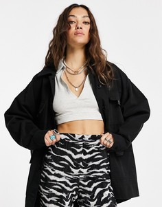Черная легкая куртка с карманами в утилитарном стиле Topshop-Черный цвет