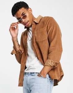 Вельветовая рубашка табачного цвета Topman-Коричневый цвет
