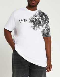 Белая зауженная футболка с цветочным принтом River Island B&T-Белый