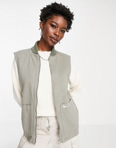 Легкий жилет-бомбер цвета хаки со сквозной молнией Topshop-Зеленый цвет