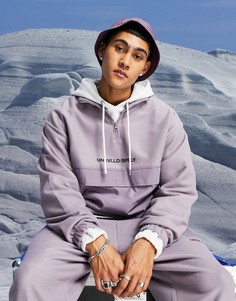 Флисовый свитшот в стиле oversized с короткой молнией, нейлоновым карманом и принтом логотипа ASOS Unrvlld Spply-Фиолетовый цвет