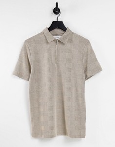 Светло-бежевое поло в клетку Topman-Светло-бежевый цвет