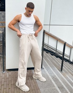Бежевые oversized-джоггеры прямого кроя с кнопками ASOS DESIGN-Светло-бежевый цвет