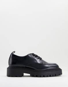 Черные массивные ботинки на шнуровке из искусственной кожи Monki Conny-Черный цвет