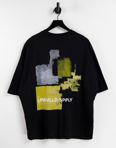 Oversized-футболка с абстрактным принтом на спине ASOS Unrvlld Spply-Черный цвет