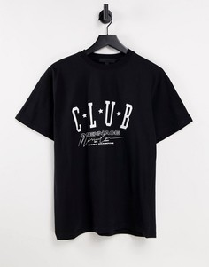 Черная футболка с принтом "Club" Mennace-Черный цвет