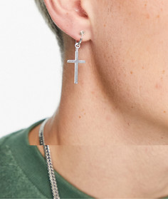 Серебристые серьги-кольца с подвесками-крестами ASOS DESIGN-Серебряный