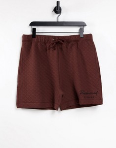 Коричневые стеганые свободные шорты в стиле унисекс с контрастной вышивкой Reclaimed Vintage Inspired-Коричневый цвет