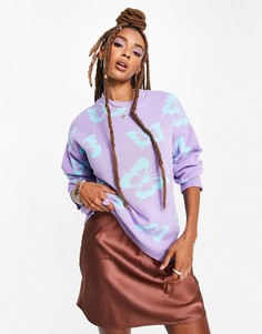 Сиреневый джемпер с рисунком бабочек ASOS DESIGN-Фиолетовый цвет
