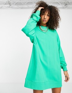 Ярко-зеленое платье-худи мини в стиле oversized ASOS DESIGN-Зеленый цвет