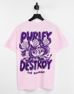 Футболка розового цвета с принтом "Purify and Destroy" The Hundreds-Розовый цвет