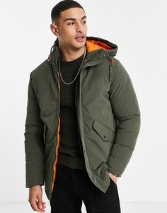 Парка цвета хаки с капюшоном Jack & Jones Originals-Зеленый цвет