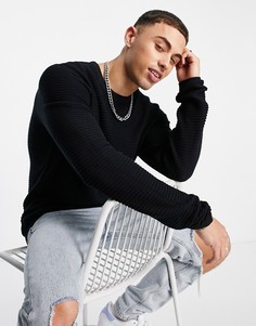 Черный джемпер в рубчик Jack & Jones Essentials-Черный цвет