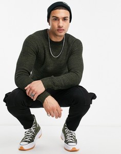 Джемпер в рубчик цвета хаки Jack & Jones Originals-Зеленый