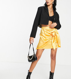 Желтая атласная юбка мини с узлом ASOS DESIGN Tall-Желтый