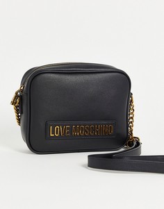 Черная сумка через плечо с логотипом Love Moschino-Черный цвет