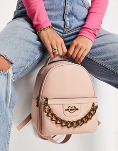 Розовый рюкзак с цепочкой и логотипом Love Moschino-Розовый цвет