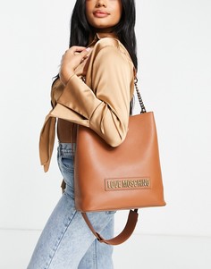 Светло-коричневая сумка-мешок с логотипом Love Moschino-Коричневый цвет